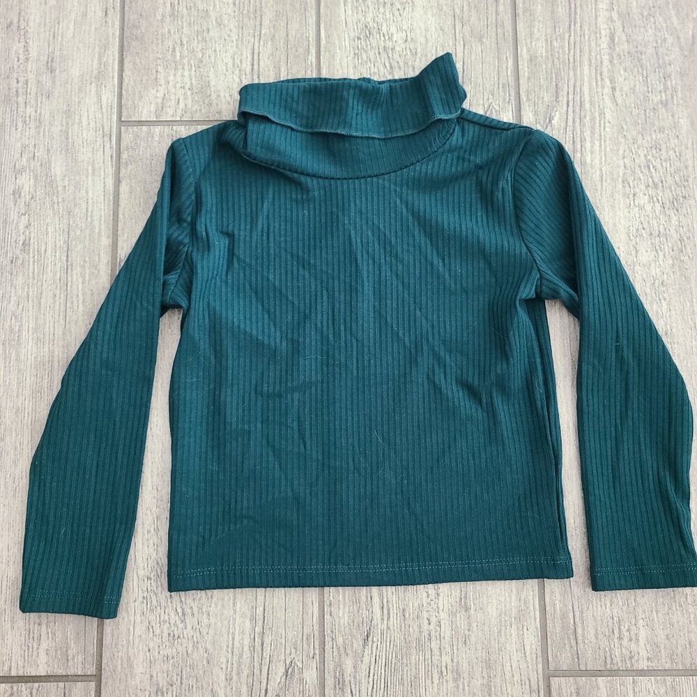 GB Girls Ribbed Mock Neck Long Sleeve Top Green Size 4 NWT - Picture 4 of 9